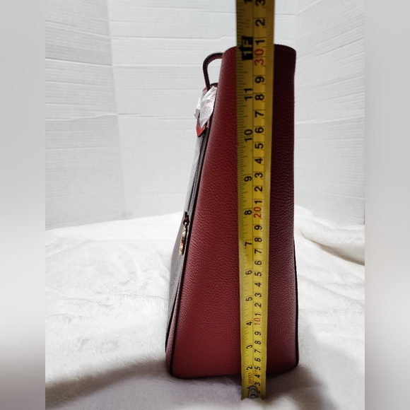 🥰MICHAEL Michael Kors Large Pocket Tote in Red with Brown Pocket - Picture 10 of 15